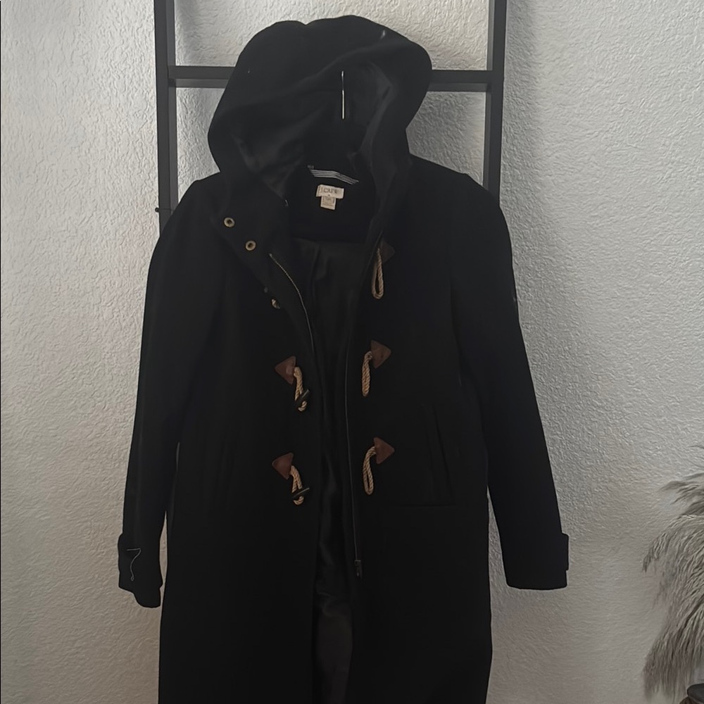 J. Crew Black Trench Coat with Water-Resistant Fabric